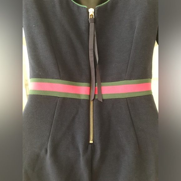 Boden US size 4P textured dress - pink and green banding at waist, bottom hem - Picture 11 of 16